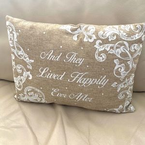Happily Ever After Wedding anniversary fairy tale party pillow embroidered